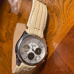 Dolce Gabana LG Silver tone and Cream Watch.